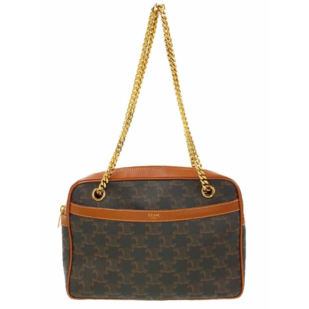 Celine Triomphe Canvas Patapant Chain Shoulder Bag